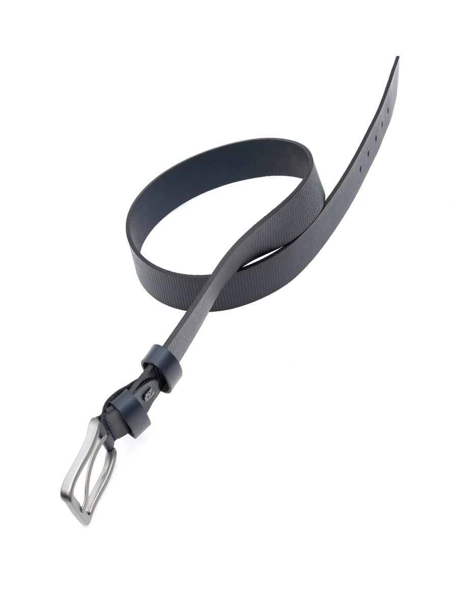 Lacivert Denim %100 Deri Denim Kemer