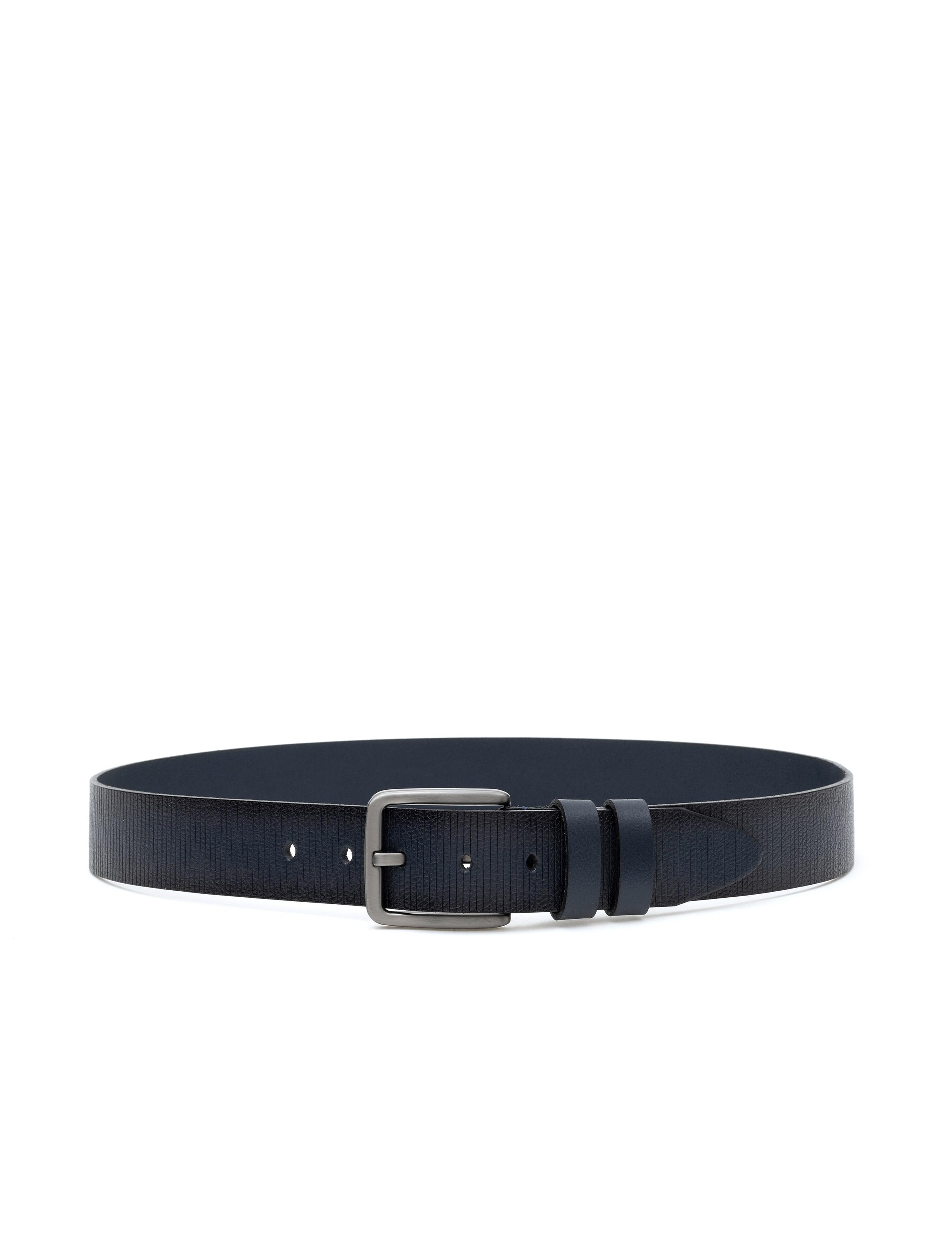 Lacivert Denim %100 Deri Denim Kemer