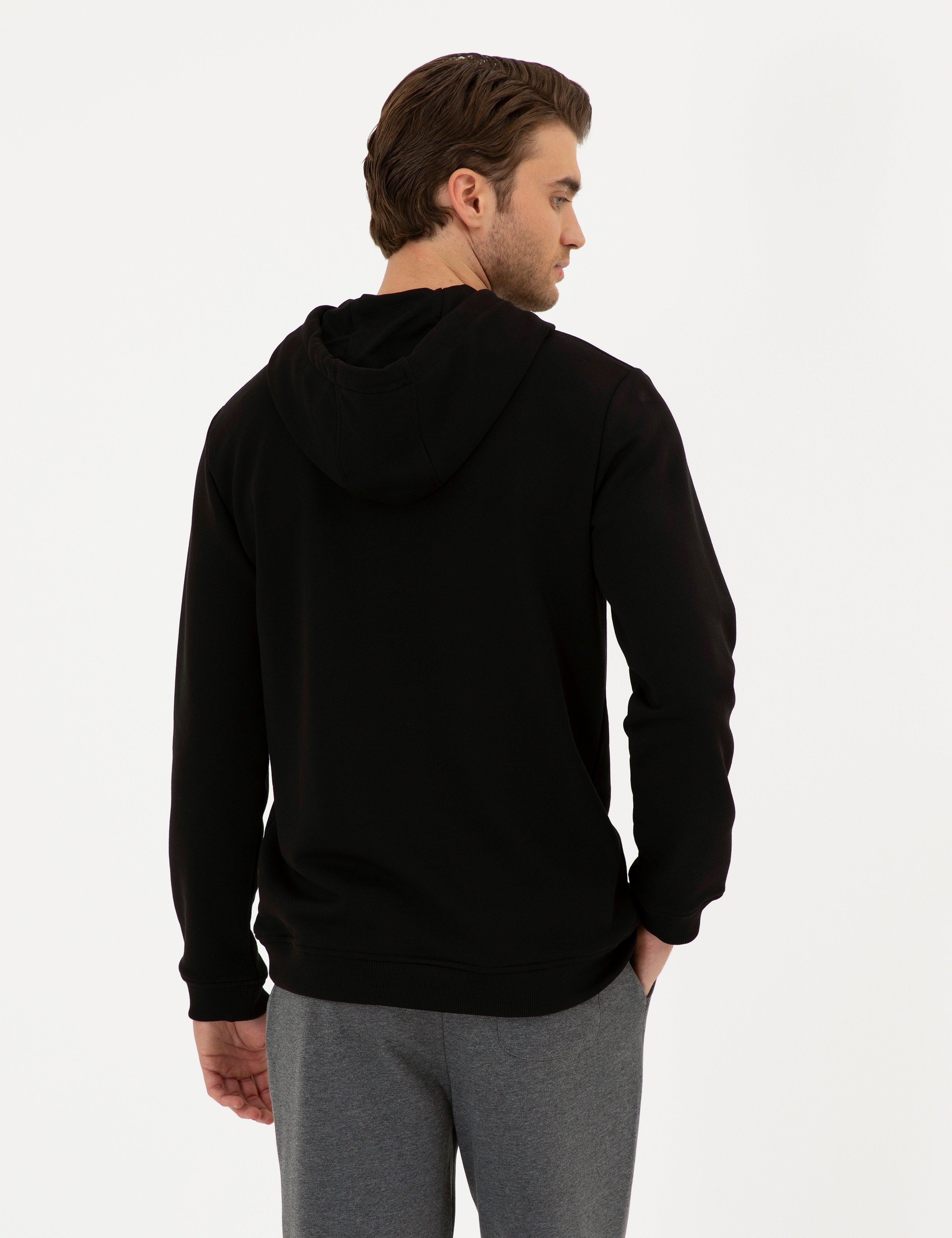 Siyah Regular Fit Sweatshirt - Image 5