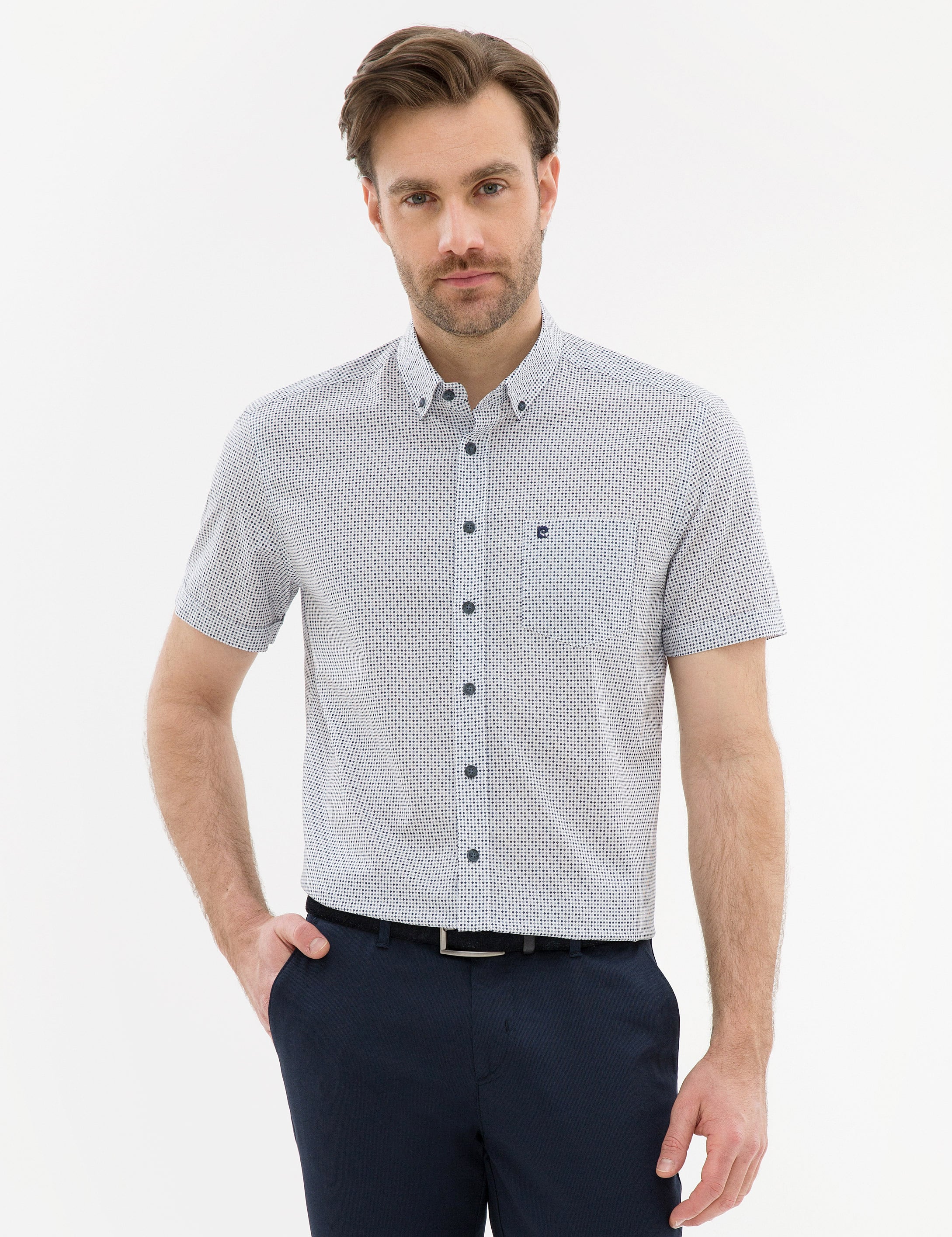 Lacivert Regular Fit Kısa Kollu Gömlek