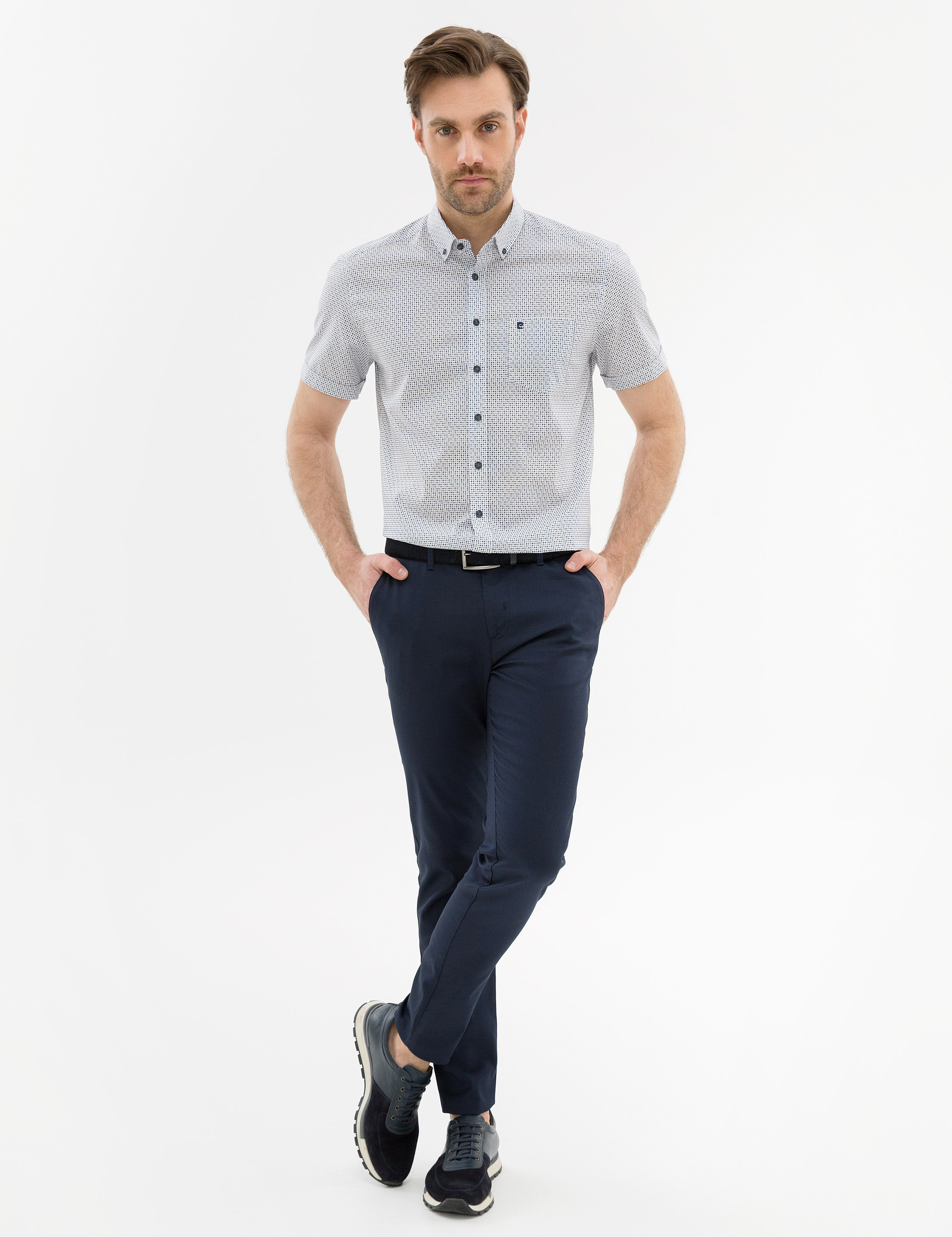 Lacivert Regular Fit Kısa Kollu Gömlek
