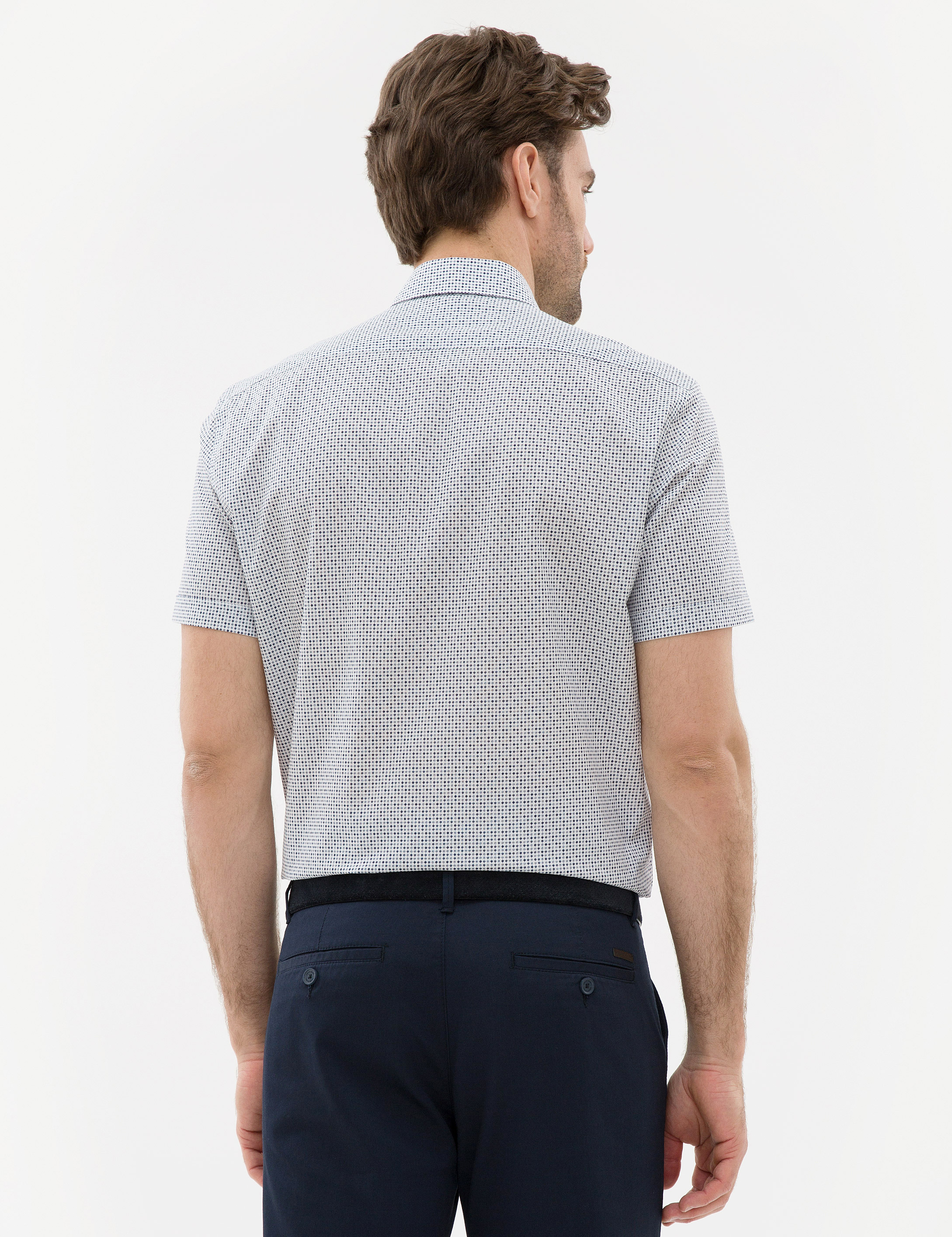 Lacivert Regular Fit Kısa Kollu Gömlek - Image 3