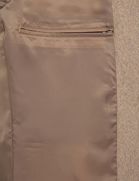 Bej Ex. Slim Fit Kaşe Kaban - 50230243015