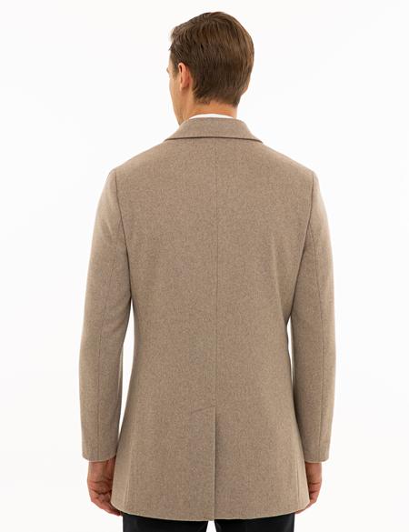 Bej Ex. Slim Fit Kaşe Kaban - 50230243015