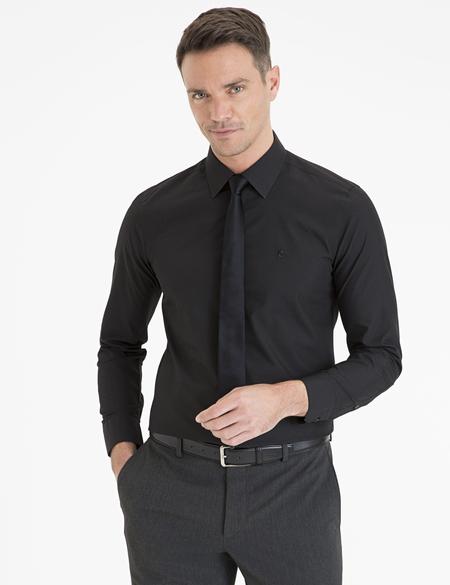 Siyah Slim Fit Basic Gömlek - 50233539043