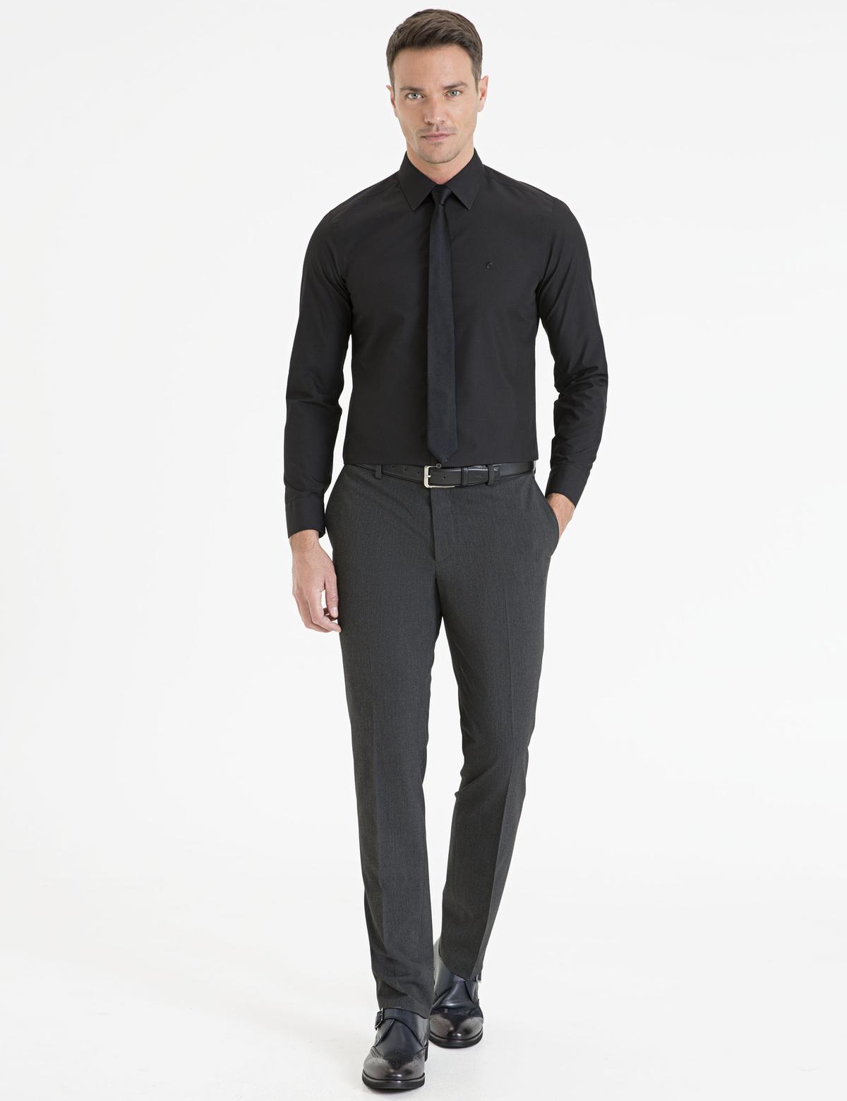 Siyah Slim Fit Basic Gömlek - 50233539043