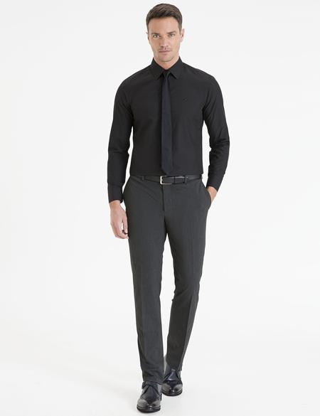 Siyah Slim Fit Basic Gömlek - 50233539043