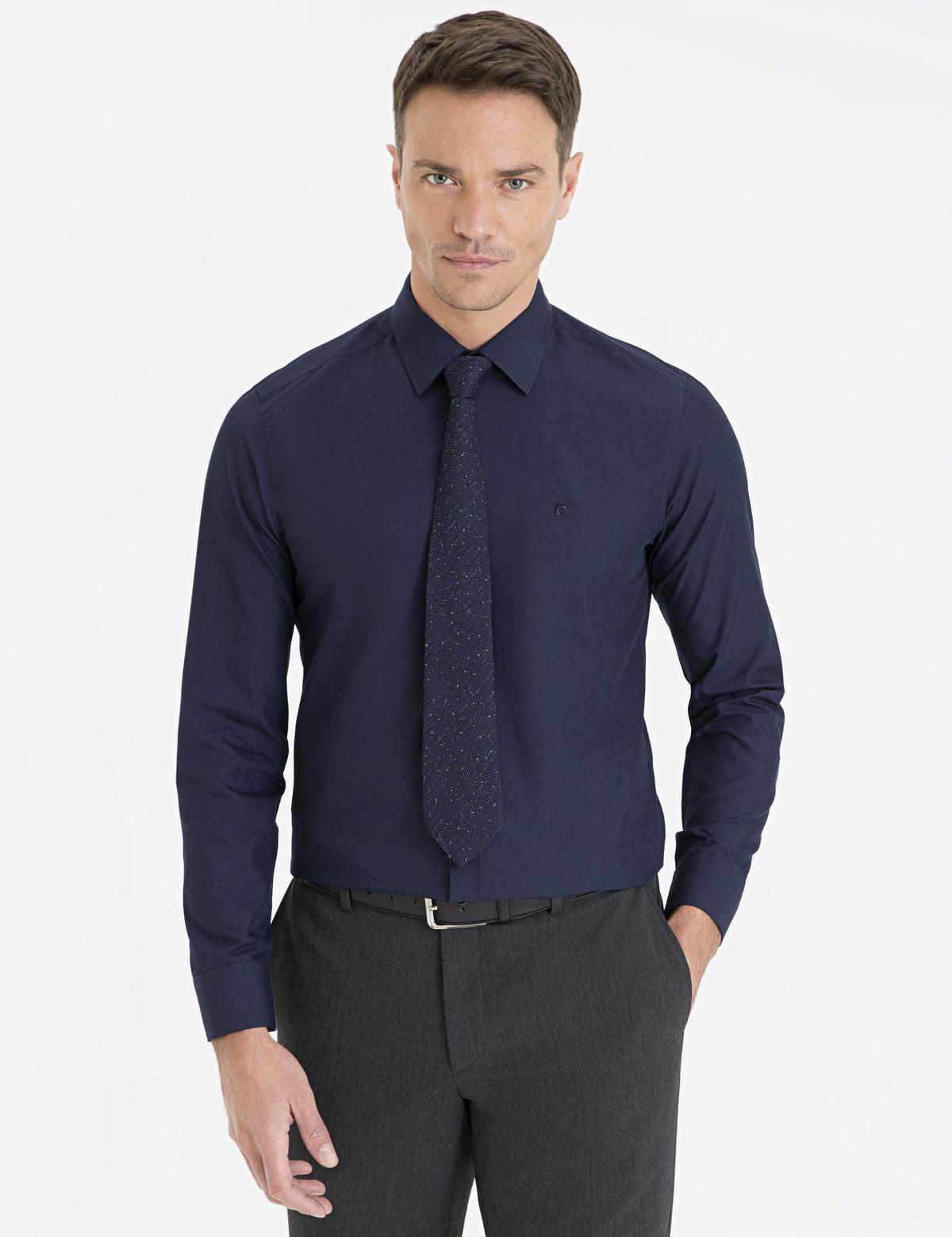 Lacivert Slim Fit Basic Gömlek