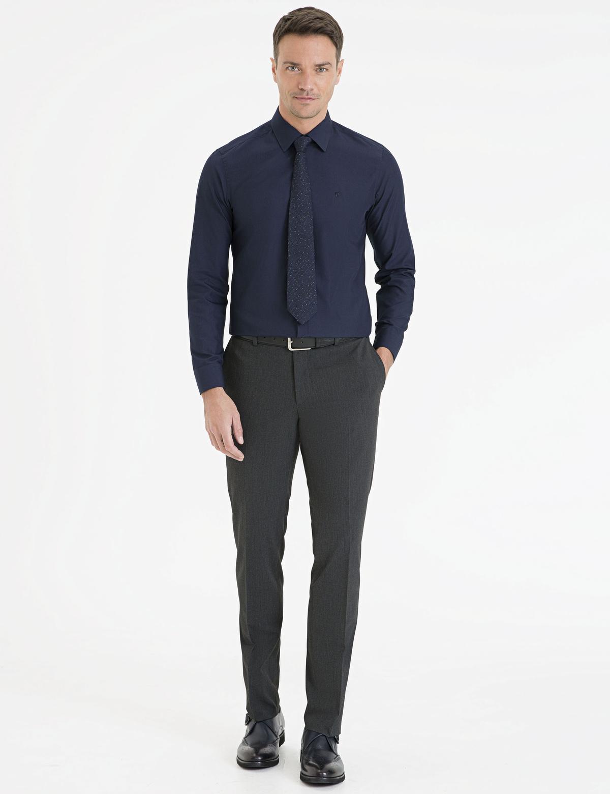 Lacivert Slim Fit Basic Gömlek - 50233539025