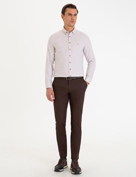 Bej Slim Fit Gömlek - 50233543019