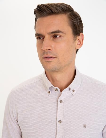 Bej Slim Fit Gömlek - 50233543019