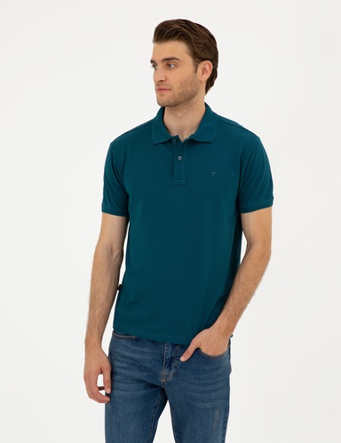 Zümrüt Slim Fit %100 Pamuk Basic Düğmeli Polo Yaka Basic Tişört