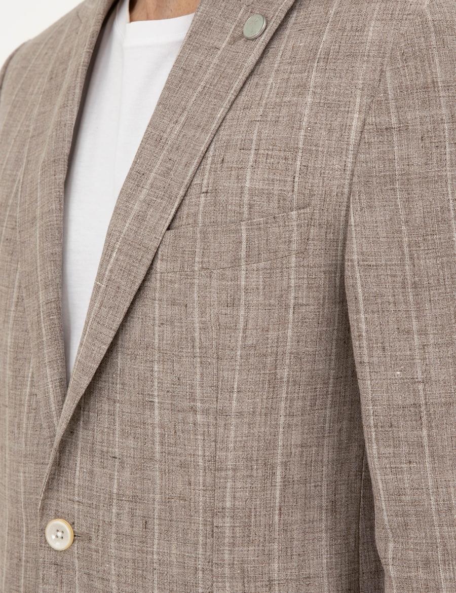 Açık Kahverengi Slim Fit Ceket