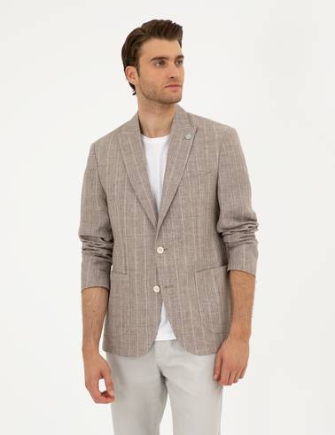 Açık Kahverengi Slim Fit Ceket