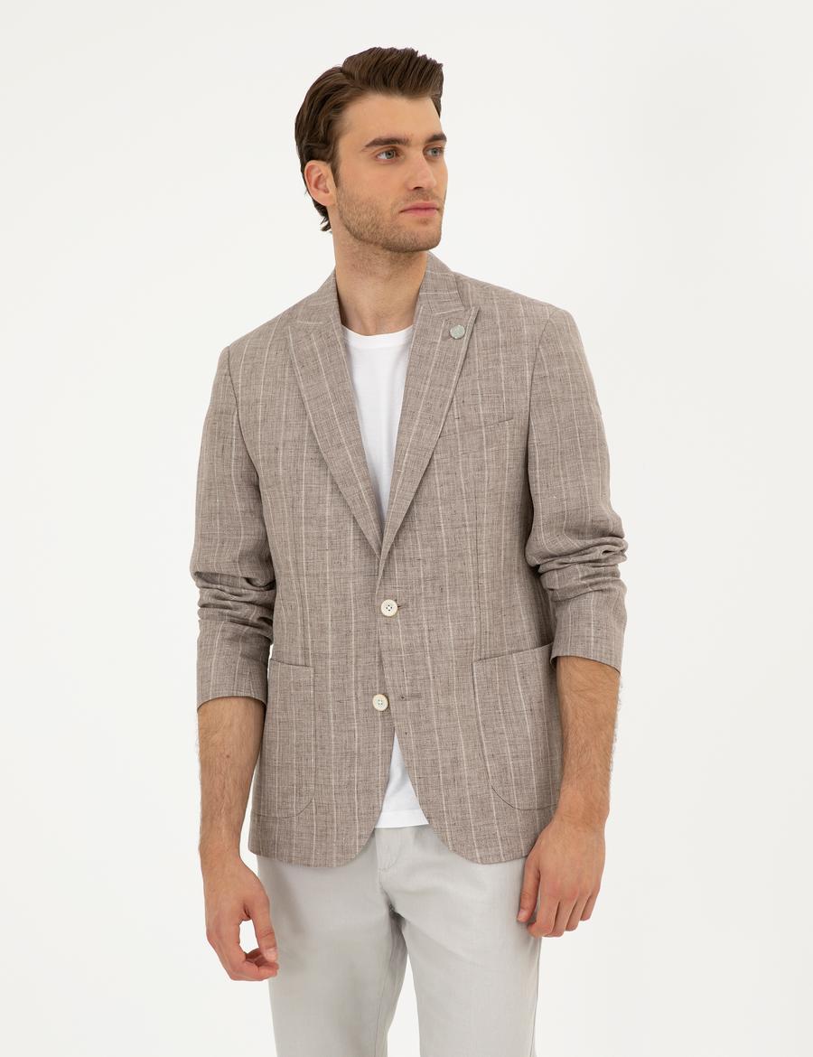 Açık Kahverengi Slim Fit Ceket