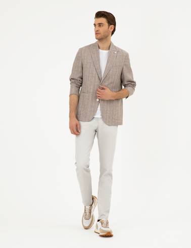 Açık Kahverengi Slim Fit Ceket