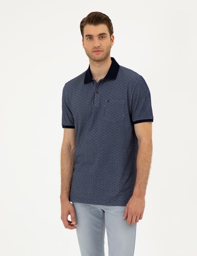 Lacivert Regular Fit Düğmeli Polo Yaka Tişört