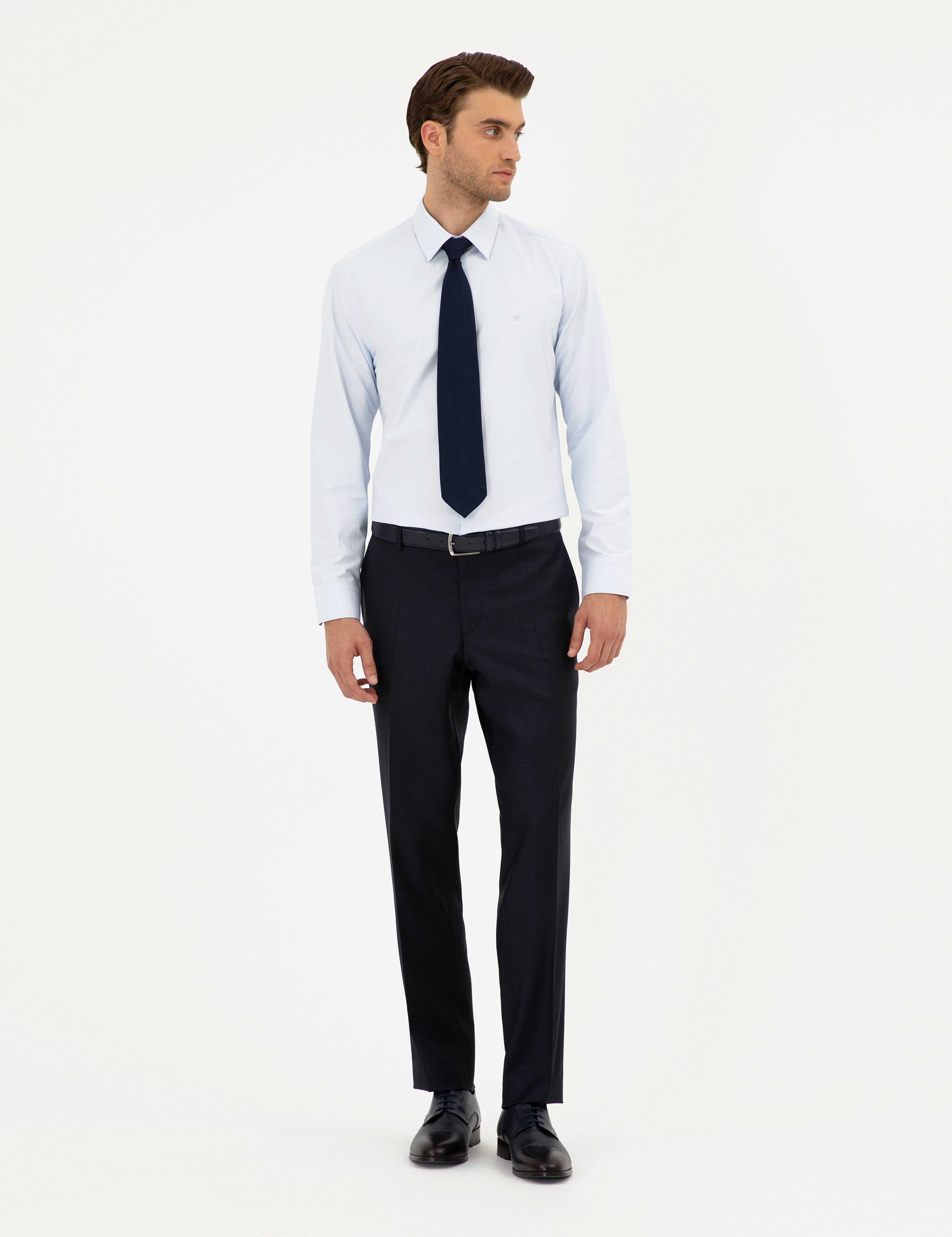 Açık Mavi Regular Fit Uzun Kollu Basic Gömlek - Image 4