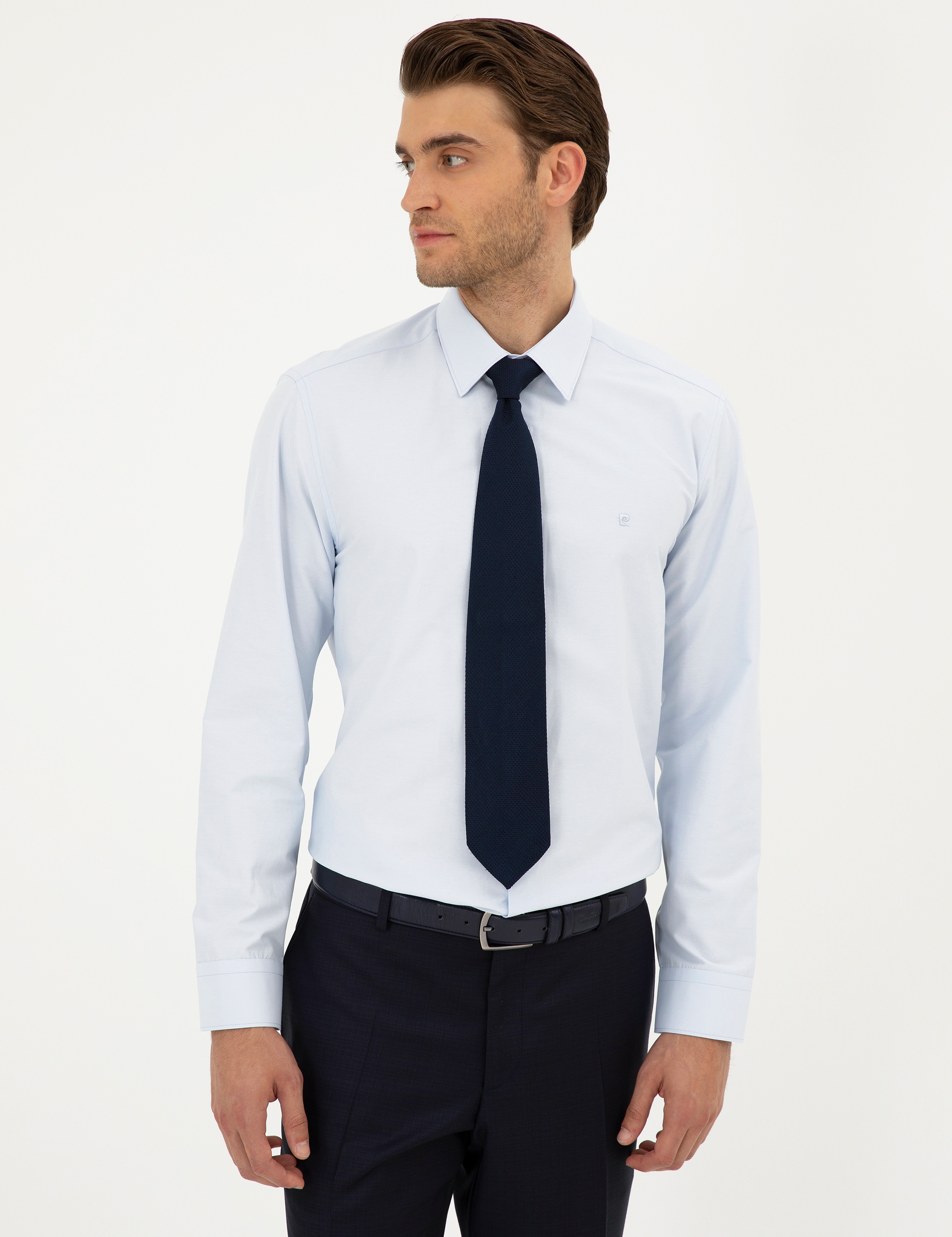 Açık Mavi Regular Fit Uzun Kollu Basic Gömlek - Image 3