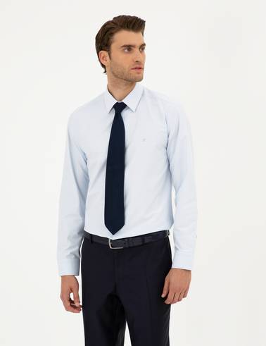 Açık Mavi Regular Fit Uzun Kollu Basic Gömlek