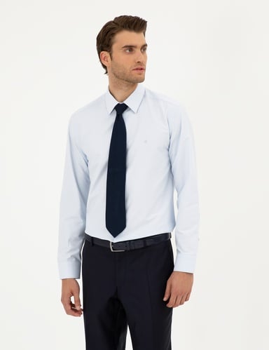 Açık Mavi Regular Fit Uzun Kollu Basic Gömlek