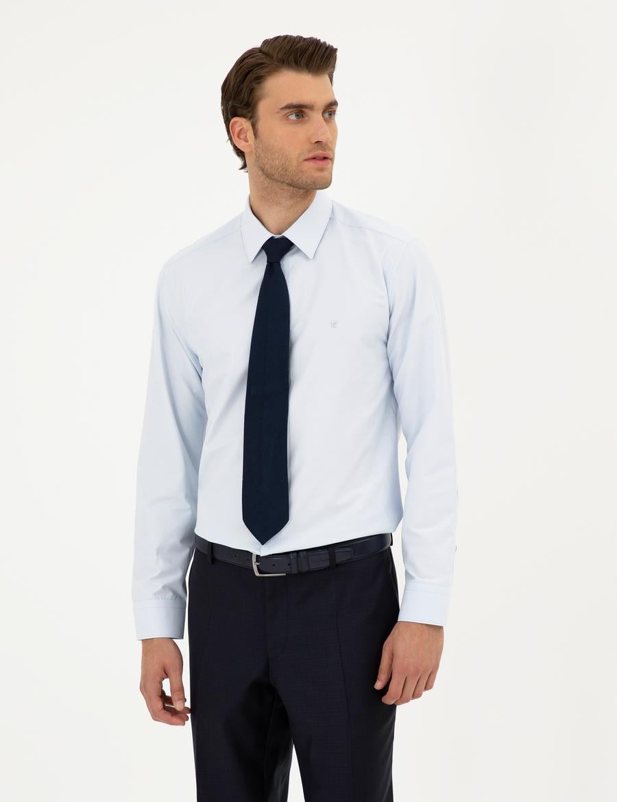 Açık Mavi Regular Fit Uzun Kollu Basic Gömlek