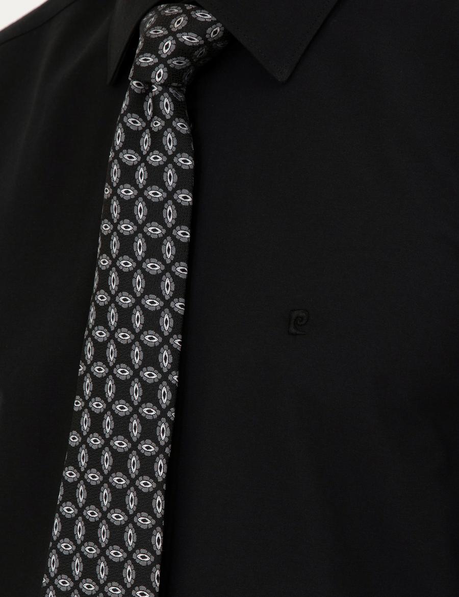 Siyah Regular Fit Uzun Kollu Basic Gömlek