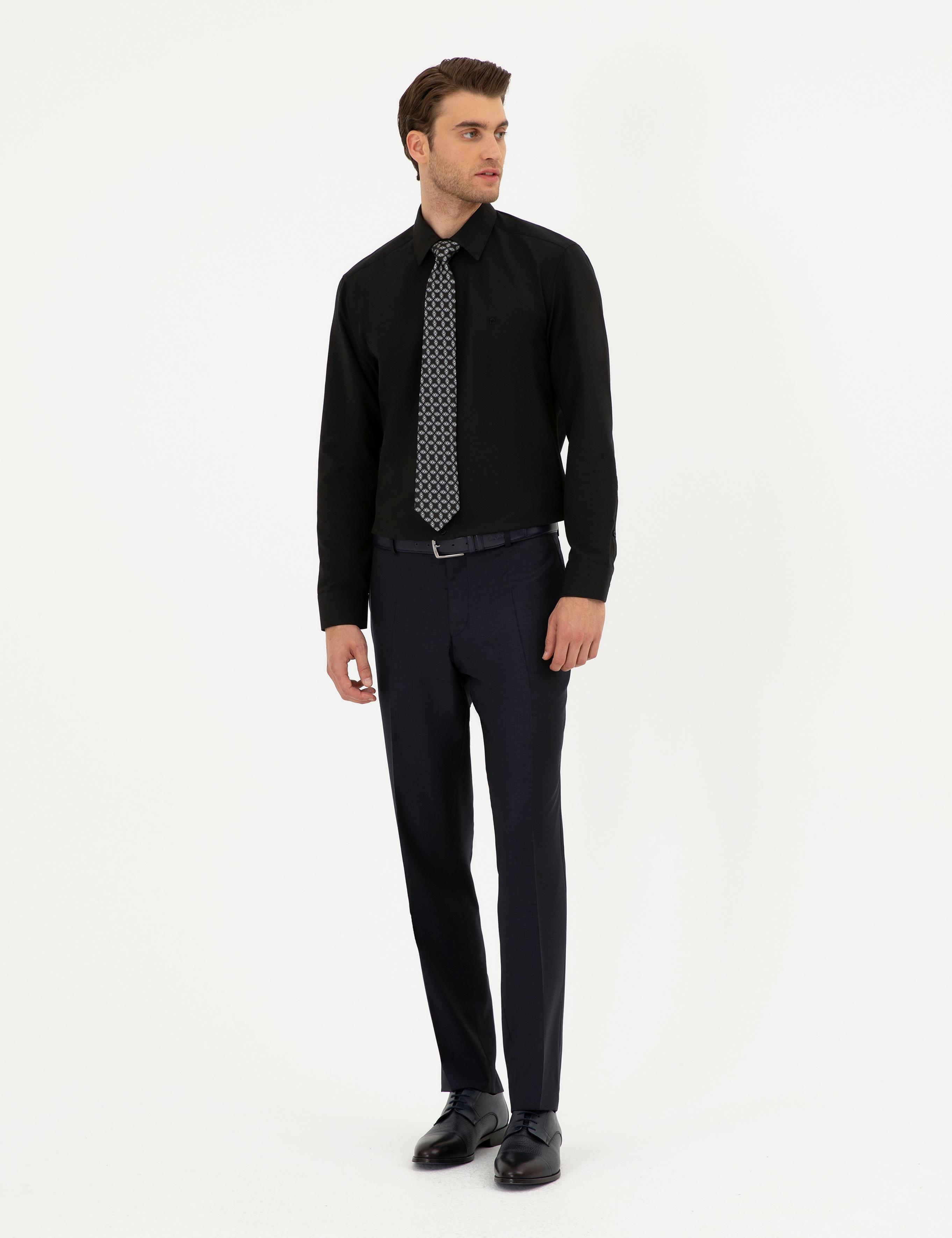 Siyah Regular Fit Uzun Kollu Basic Gömlek