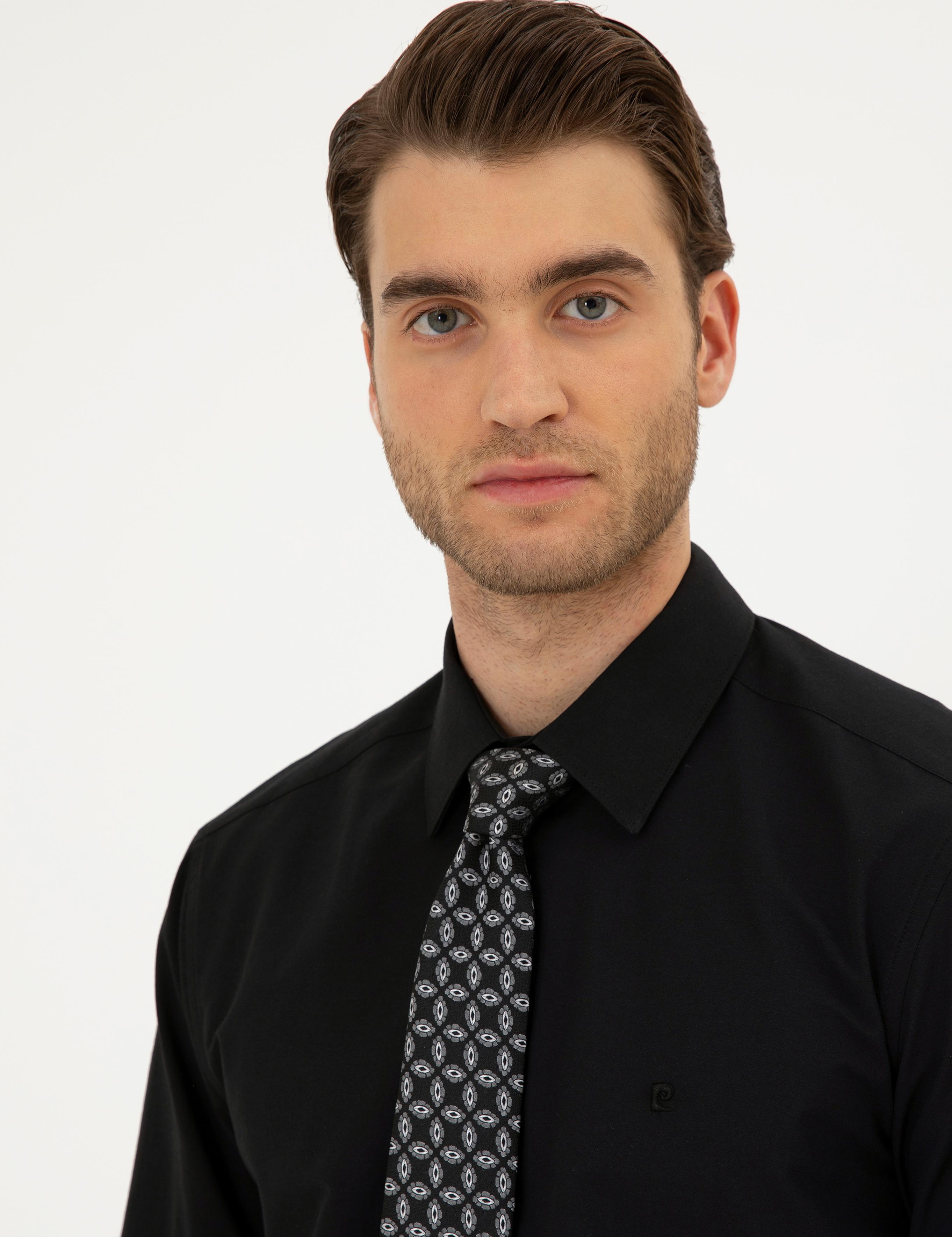 Siyah Regular Fit Uzun Kollu Basic Gömlek