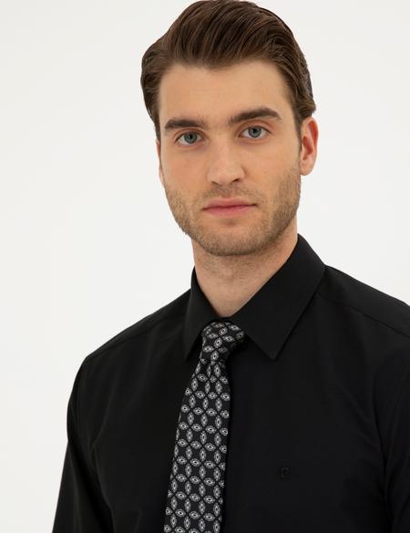 Siyah Regular Fit Uzun Kollu Basic Gömlek - 50289411043