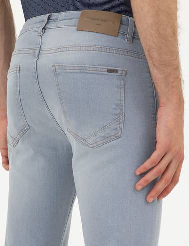 Açık Gri Slim Fit Jean Pantolon