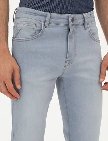 Açık Gri Slim Fit Jean Pantolon