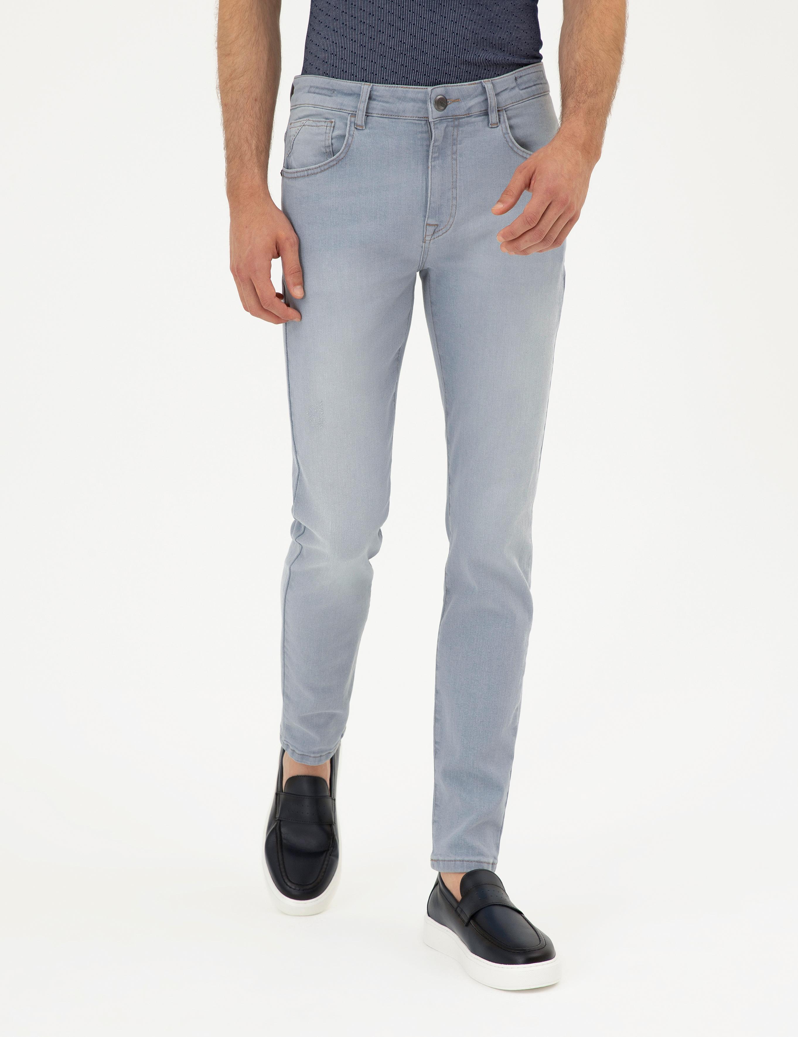 Açık Gri Slim Fit Jean Pantolon