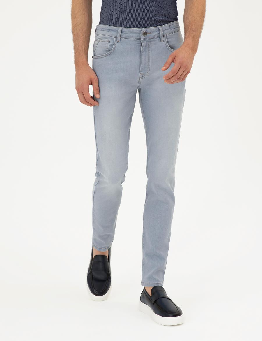 Açık Gri Slim Fit Jean Pantolon