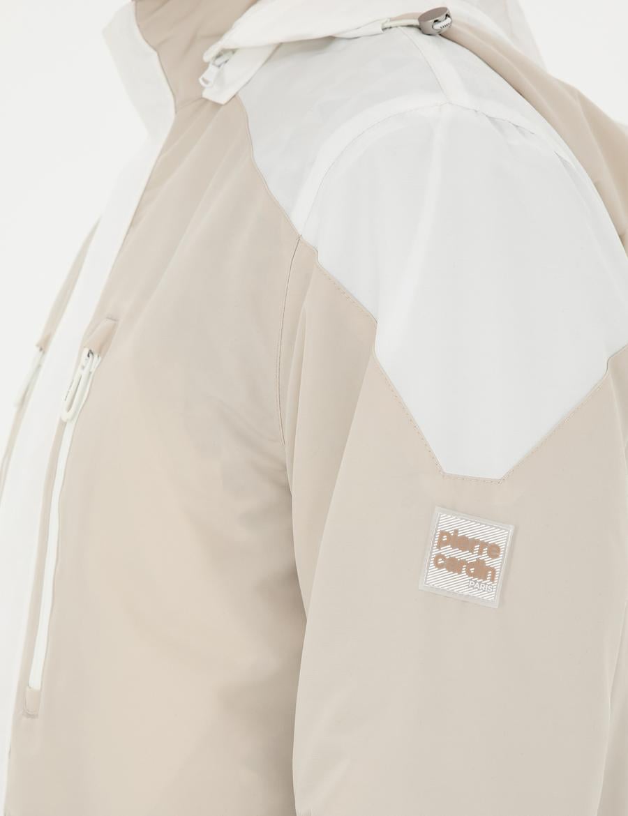 Bej Kapişonlu Baharlık Mevsimlik Mont