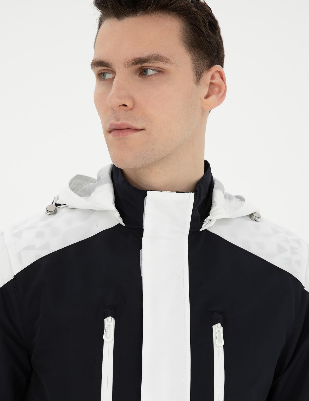 Lacivert Kapişonlu Baharlık Mevsimlik Mont - 50288210038