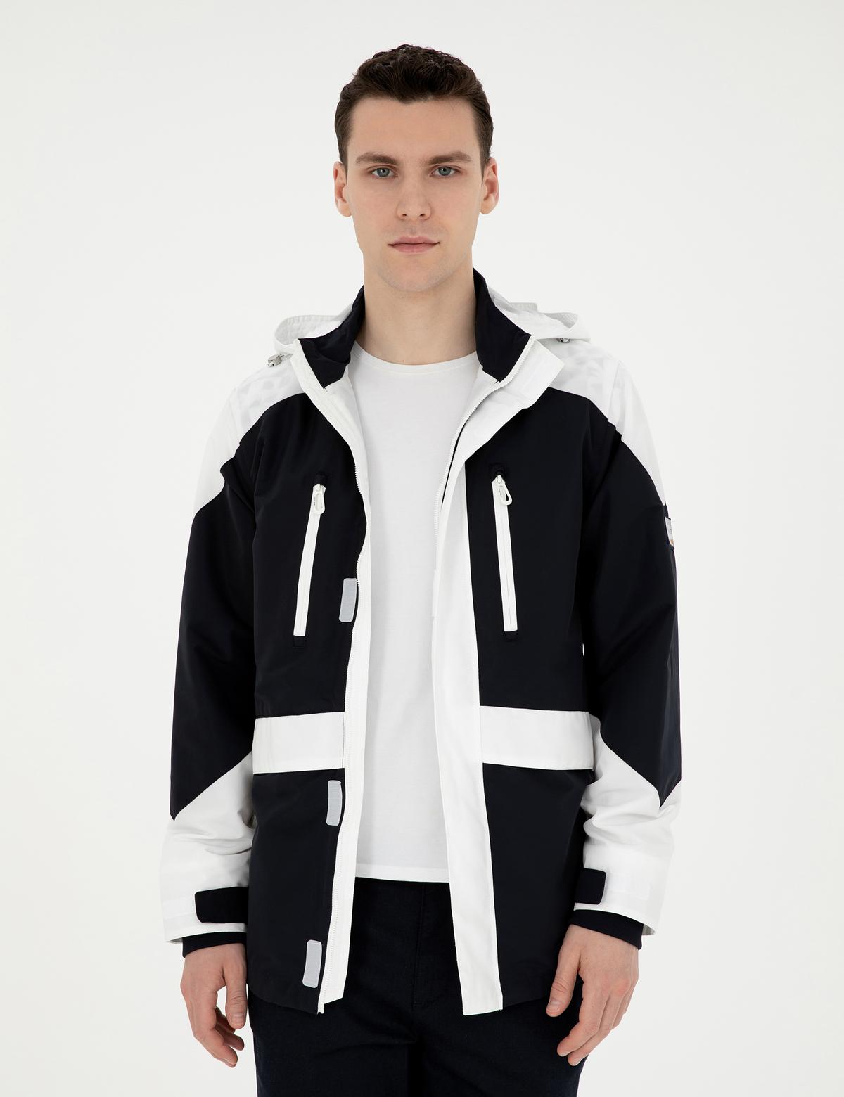 Lacivert Kapişonlu Baharlık Mevsimlik Mont - 50288210038