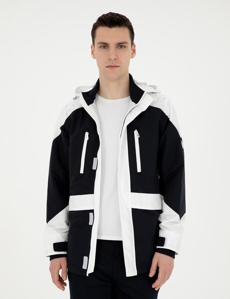 Lacivert Kapişonlu Baharlık Mevsimlik Mont - 50288210038