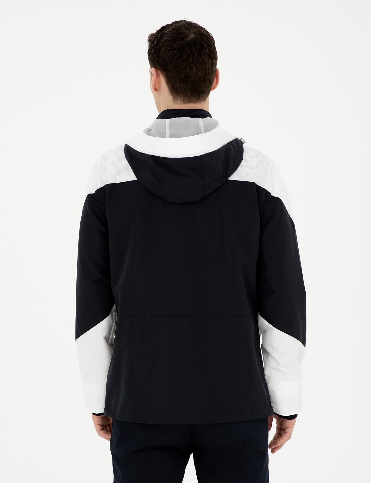 Lacivert Kapişonlu Baharlık Mevsimlik Mont - 50288210038