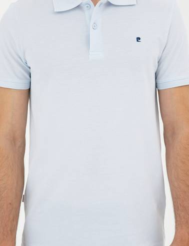 Açık Mavi Slim Fit %100 Pamuk Polo Yaka Basic Tişört