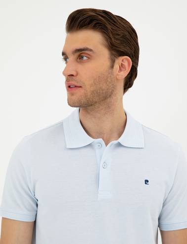 Açık Mavi Slim Fit %100 Pamuk Polo Yaka Basic Tişört