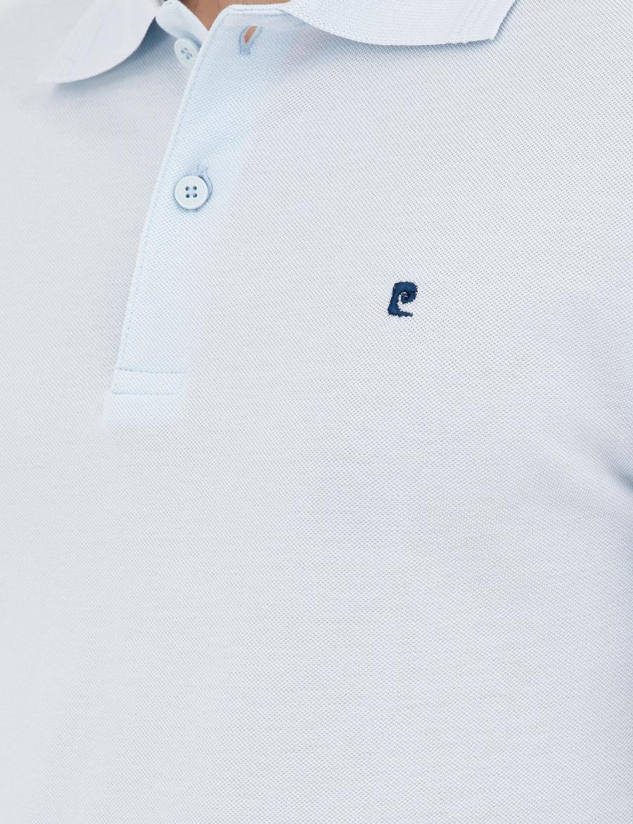 Açık Mavi Slim Fit %100 Pamuk Polo Yaka Basic Tişört
