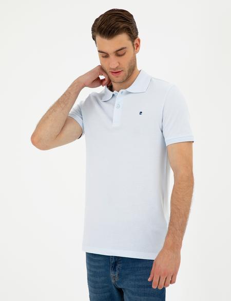 Açık Mavi Slim Fit %100 Pamuk Polo Yaka Basic Tişört - 50291625198