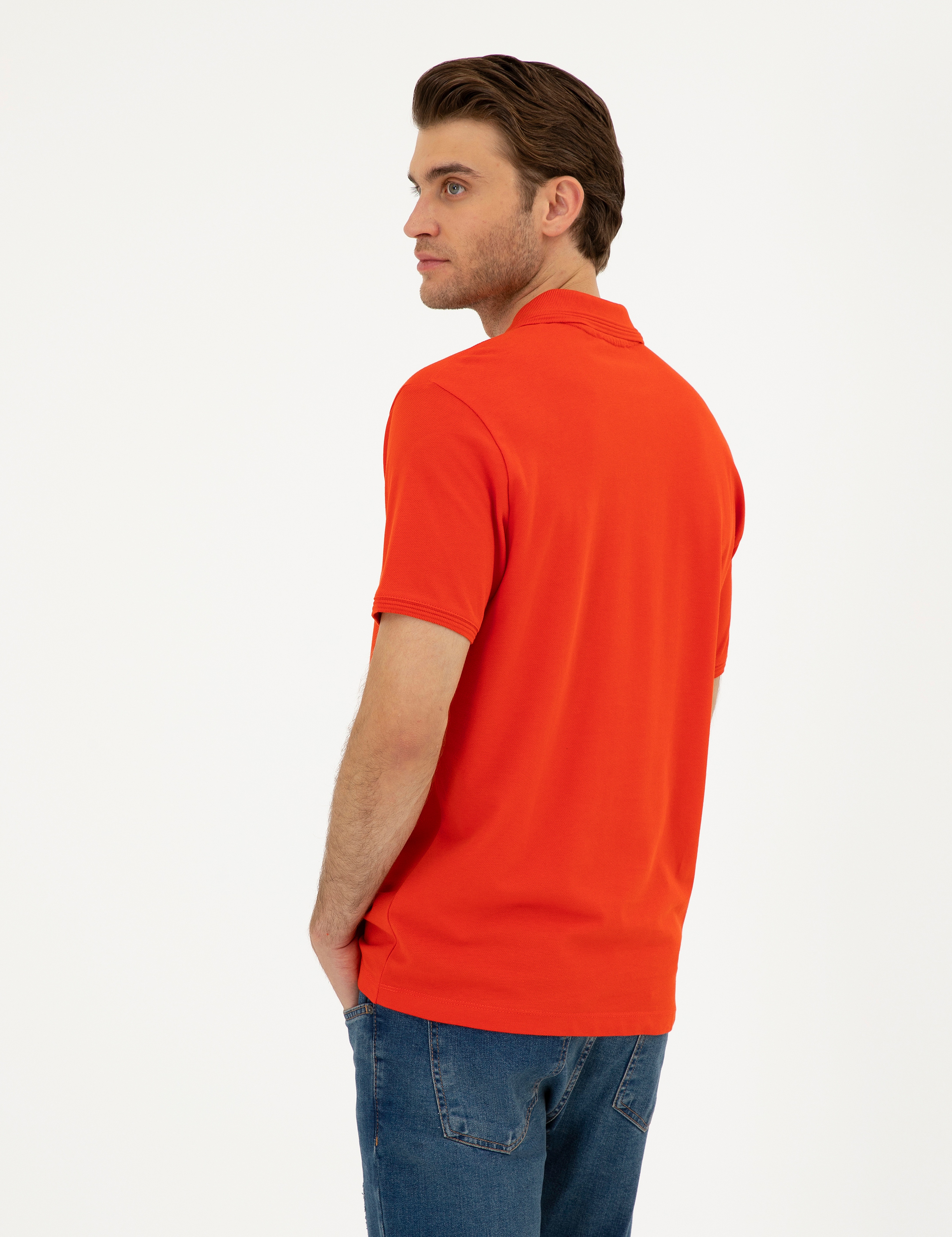 Kırmızı Slim Fit Basic Tişört - Image 5