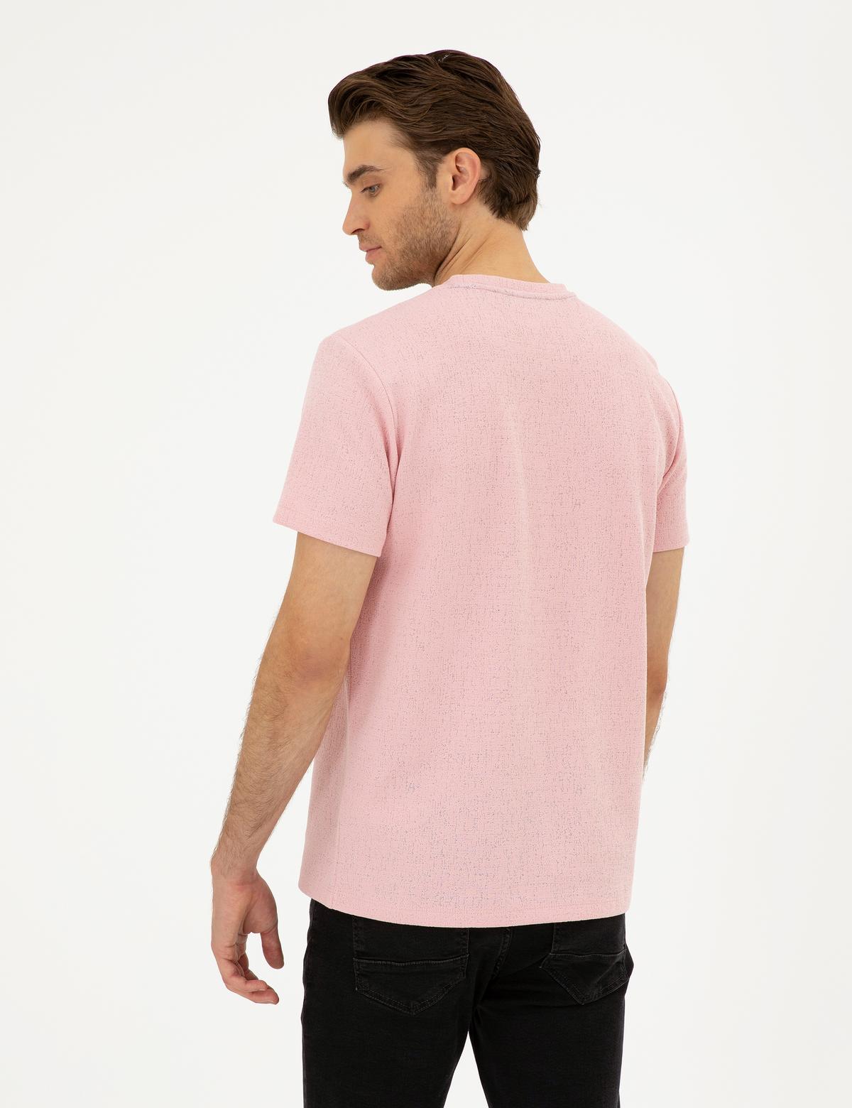 Açık Pembe Slim Fit Tişört - 50285390033