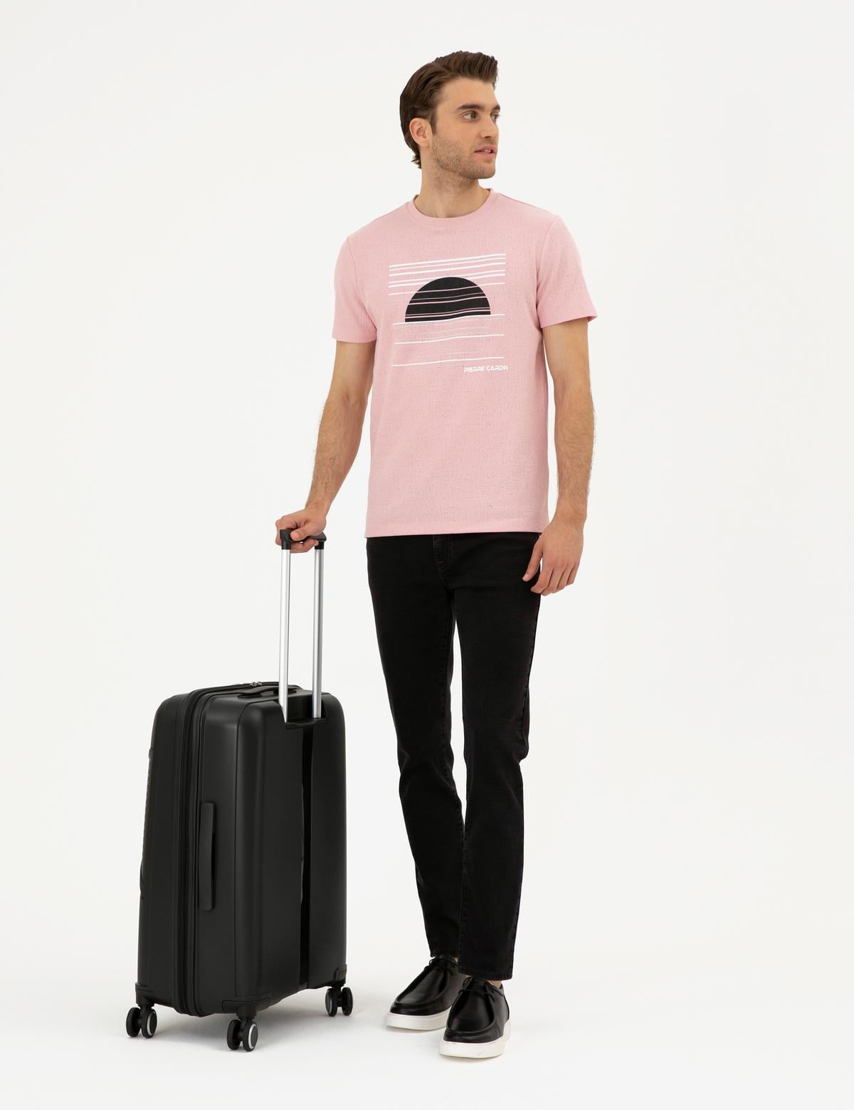 Açık Pembe Slim Fit Tişört - 50285390033