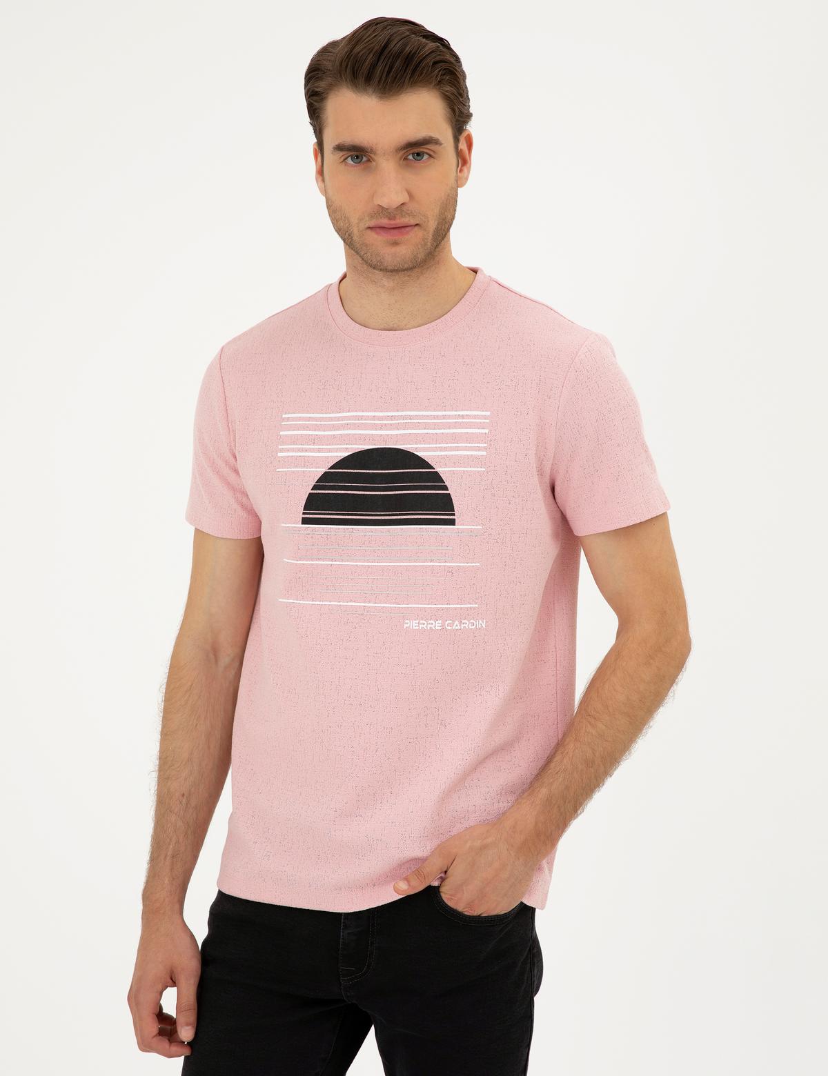 Açık Pembe Slim Fit Tişört - 50285390033