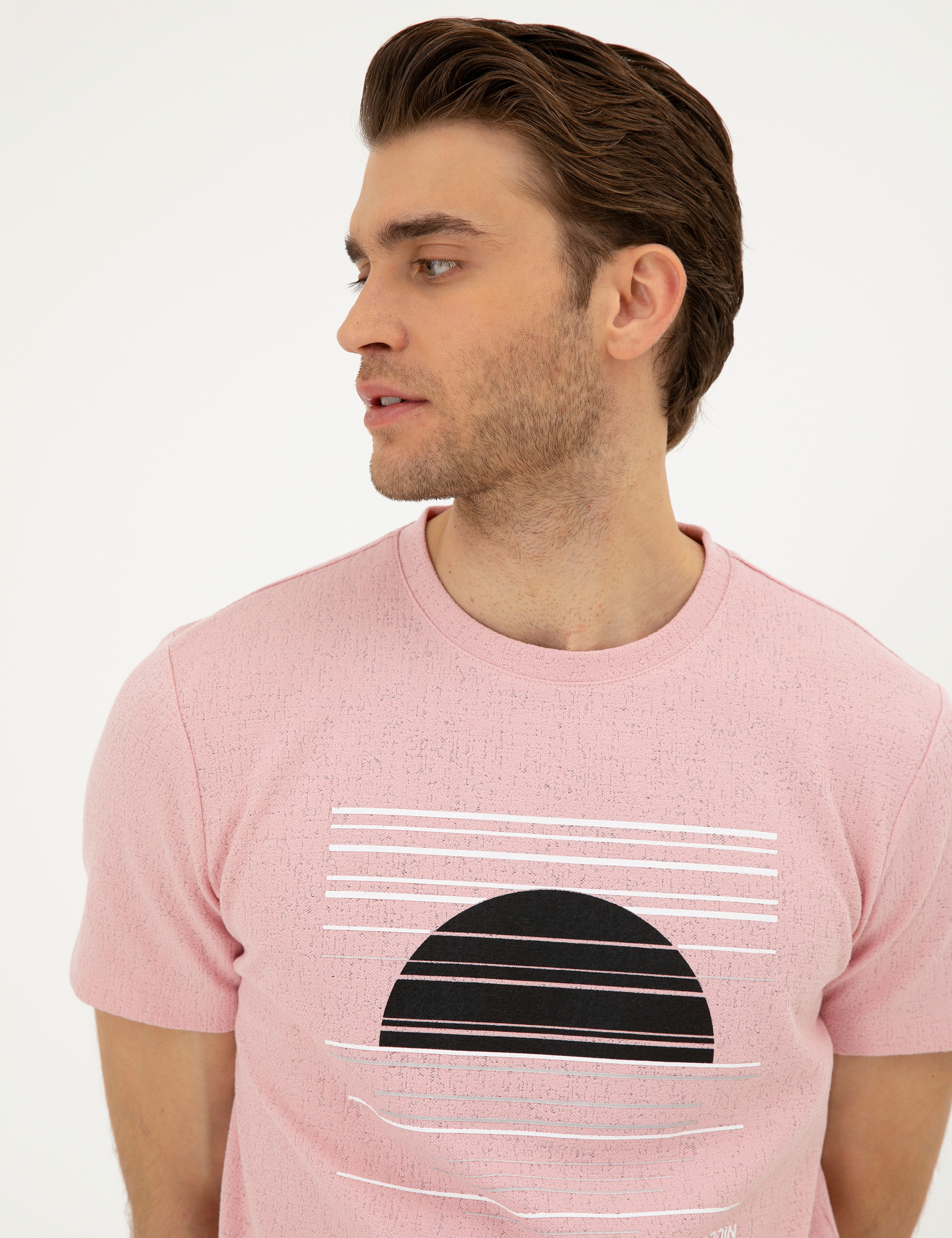 Açık Pembe Slim Fit Tişört - Image 2