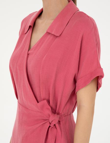 Pembe Comfort Fit Dokuma Elbise - 50283470003