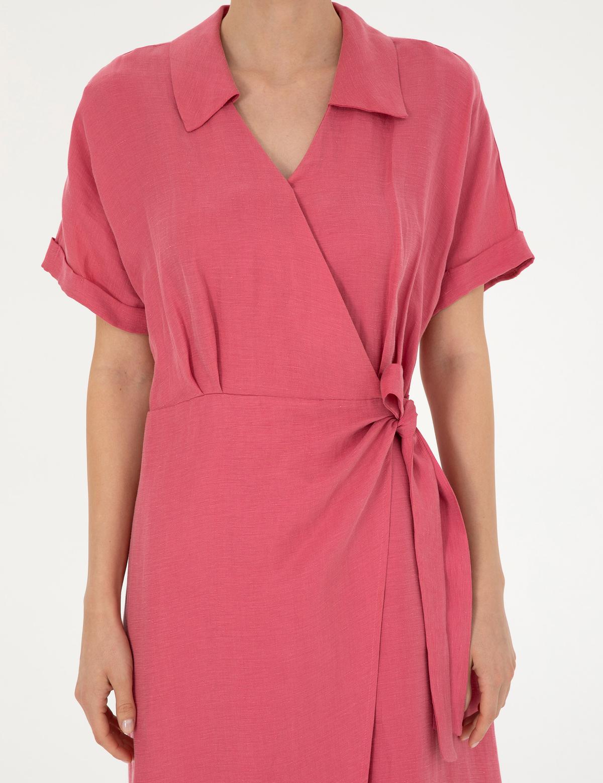 Pembe Comfort Fit Dokuma Elbise - 50283470003